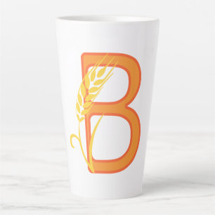 Tasse Latte monogramme floral B lettre majuscule