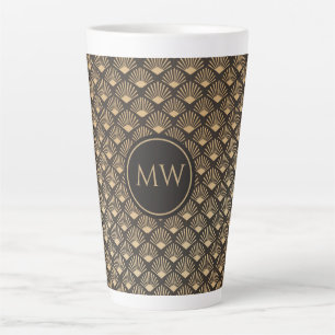 Tasse Latte Monogramme Gatsby Style Ventilateur Motif Accueil