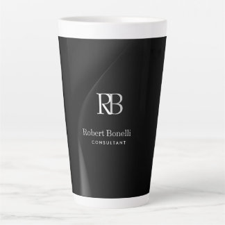 Tasse Latte Monogramme gris moderne clair Nom initial