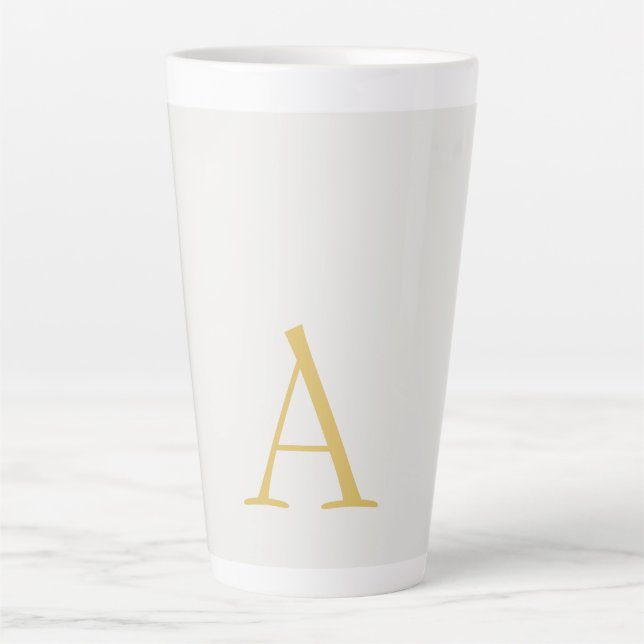 Tasse Latte Monogramme initial professionnel couleur or et pas (Devant)