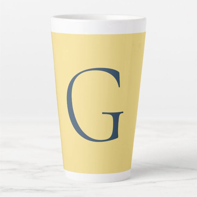 Tasse Latte Monogramme Initiale Lettre Jasmine Gris Ardoise Un (Devant)