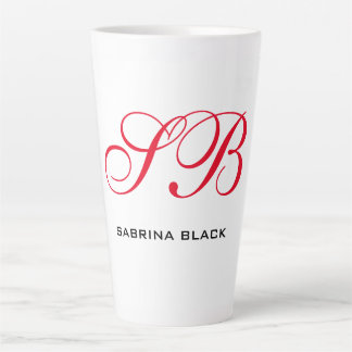 Tasse Latte Monogramme Initiales Nom Plain Moderne Minimaliste