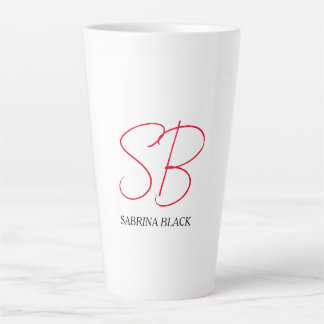 Tasse Latte Monogramme Initiales Nom Plain Moderne Minimaliste