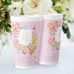 Tasse Latte Monogramme Jardin Fleuri Romantique Ro