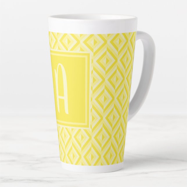 Tasse Latte Monogramme Jaune motif diamant à trois tons (Angle droit)