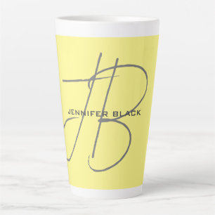 Tasse Latte Monogramme Lettres initiales clair jaune moderne