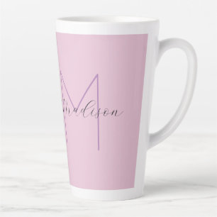 Tasse Latte Monogramme Moderne Minimaliste Nom Initiales