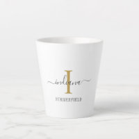 Monogramme Nom de script Stylish Gold Gris Minimal