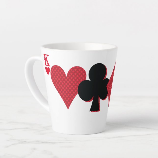 Tasse Latte Monogramme personnalisé Jouer Cartes Pont & Poker (Angle gauche)