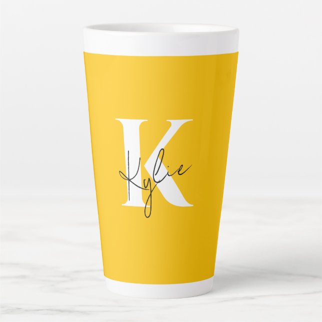 Tasse Latte Monogramme personnalisé moderne et dynamique - (Devant)