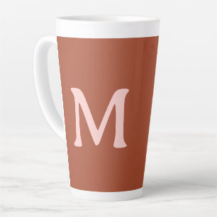 Tasse Latte Monogramme personnalisé orange brûlé