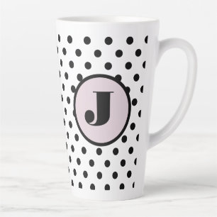 Tasse Latte Monogramme personnalisé point noir