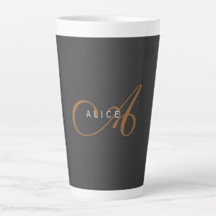 Tasse Latte Monogramme plat tendance Nom initial