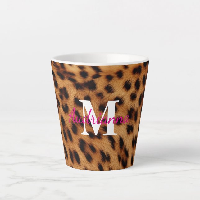 Tasse Latte Monogramme Poster de animal léopard (Devant)