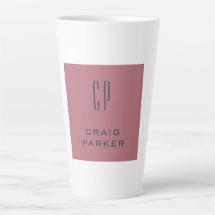 Tasse Latte Monogramme professionnel moderne Rose clair or bla