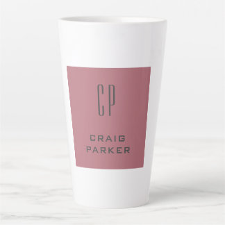 Tasse Latte Monogramme professionnel moderne Rose clair or bla