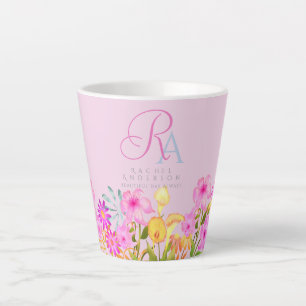 Tasse Latte Monogramme rose du jardin floral