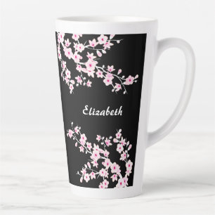 Tasse Latte Monogramme rose noir cerisier