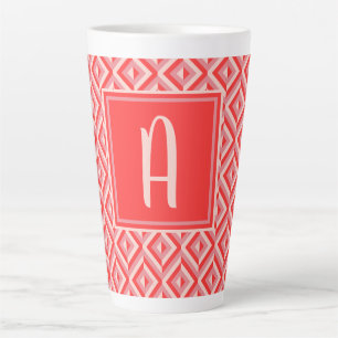 Tasse Latte Monogramme rouge Motif diamant à trois tons