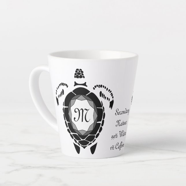 Tasse Latte Monogramme silhouette de la tortue noire Diamant (Angle gauche)