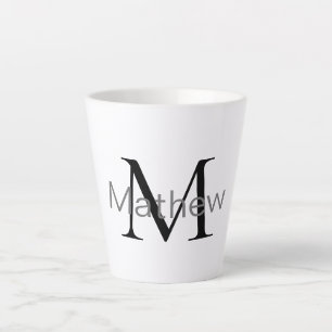 Tasse Latte monogramme simple de lettre initiale ajoutez votre