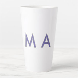 Tasse Latte Monogramme simple violet gris ajoutez votre nom mo