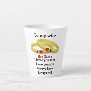 Tasse Latte Monographie d'anniversaire de mariage couple perso