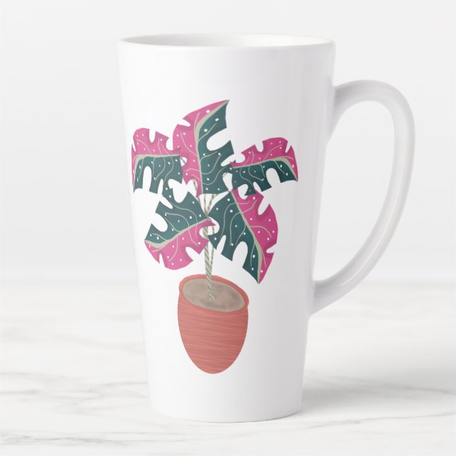 Tasse Latte Monstère rose tropicale plante Art varié (Droite)