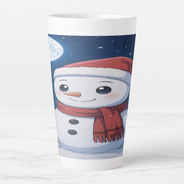 Tasse Latte  Moonlit Christmas Magic: Kawaii Snowman  (Devant)