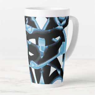 Tasse Latte Morceaux noirs et bleus de chiffons ou de rubans e