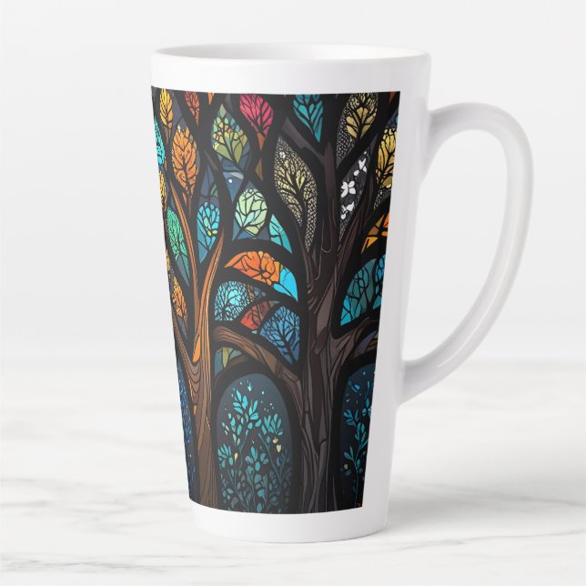 Tasse Latte Mosaïque colorée verre tendu Arbre design effet (Droite)