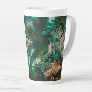 Tasse Latte Moss Agate Green Crystal Geode Abstract