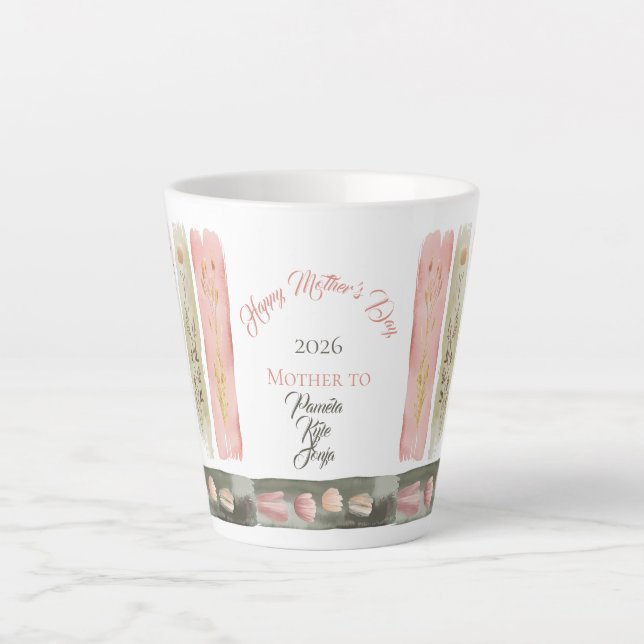 Tasse Latte Mother's Day 2026 Brush Strokes Wildflowers  (Devant)