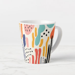 Tasse Latte Motif Abstrait de Formes Organiques Memphis