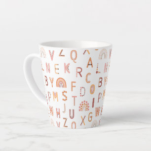 Tasse Latte Motif Alphabet arc-en-ciel amusant