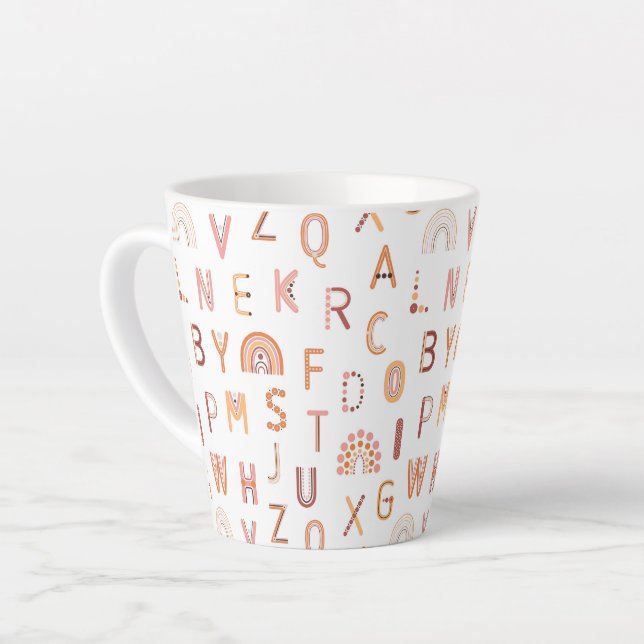 Tasse Latte Motif Alphabet arc-en-ciel amusant (Angle gauche)