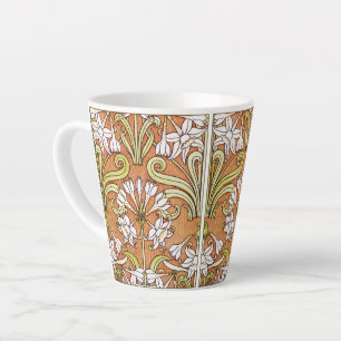 Tasse Latte motif art nouveau tons terre vintage floral pi