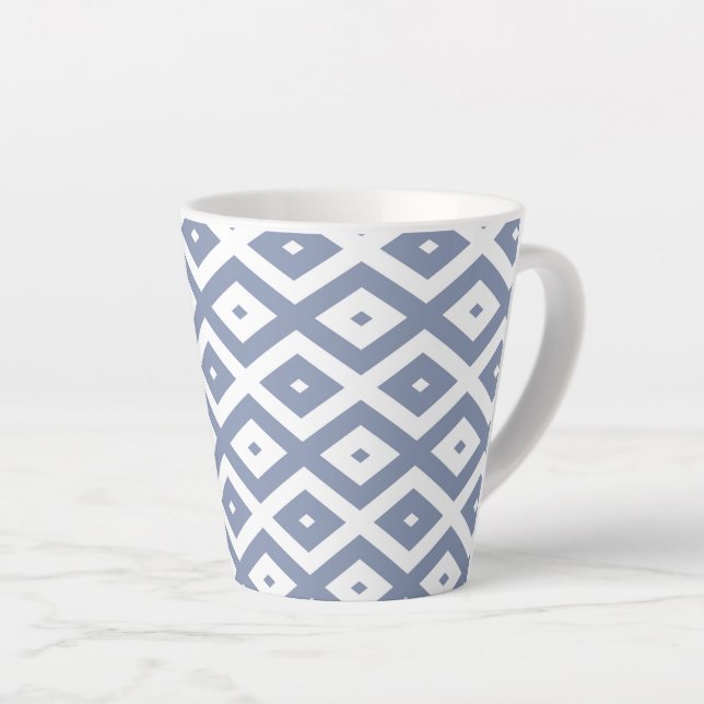 Tasse Latte Motif bleu gris et blanc (Angle droit)