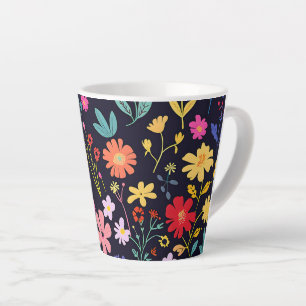 Tasse Latte Motif bohémien floral coloré et sombre