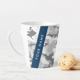 Tasse Latte Motif camouflage gris neige hivernale Personnalise