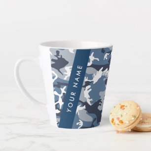 Tasse Latte Motif camouflage neige hivernale bleue Personnalis