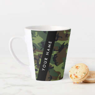 Tasse Latte Motif Camouflage Vert, Votre nom, Personnaliser