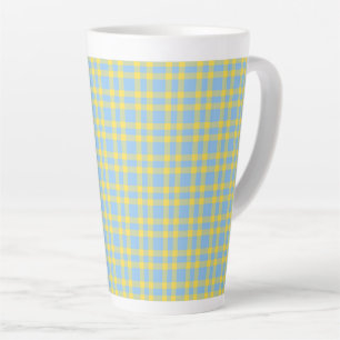 Tasse Latte Motif carreaux bleu jaune