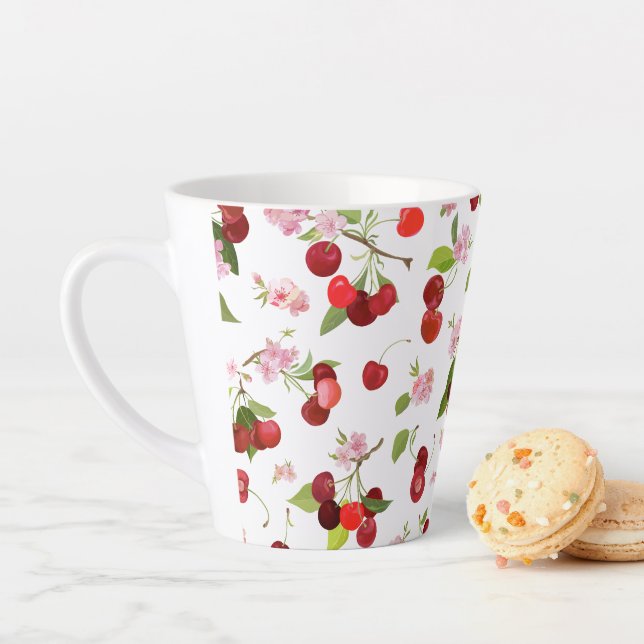 Tasse Latte Motif cerise 1 (En situation)