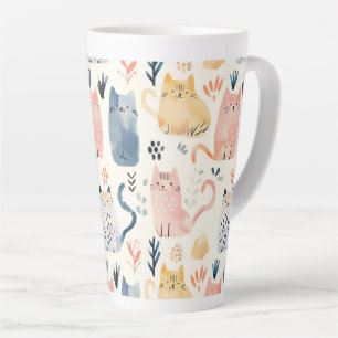 Tasse Latte Motif chaton pastel mignon