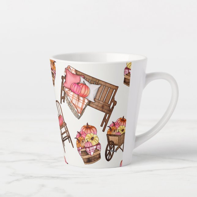 Tasse Latte Motif Citrouille rose rustique (Droite)