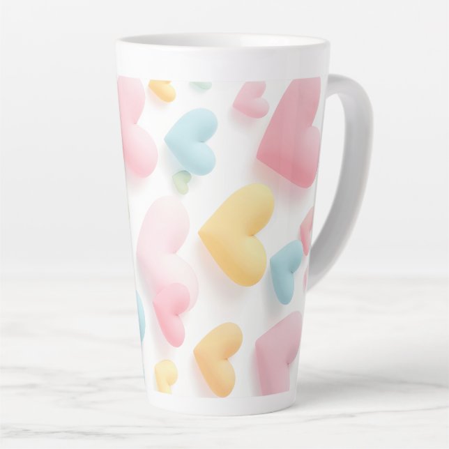 Tasse Latte Motif Cœur Pastel (Angle droit)