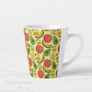 Tasse Latte Motif coloré aux fruits tropicaux sans soudure