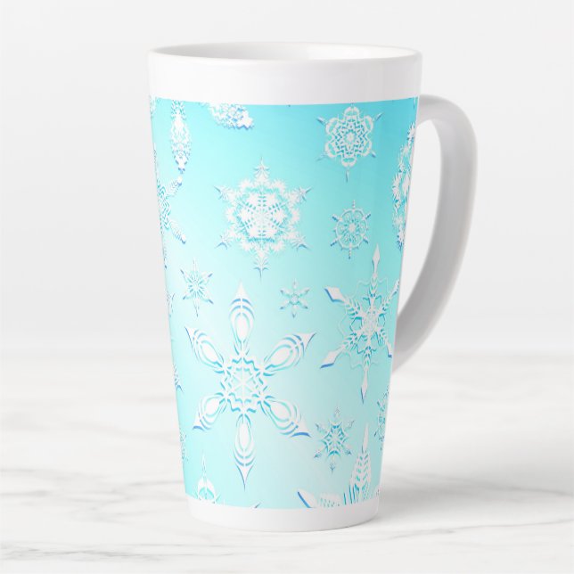 Tasse Latte Motif Crystal Snowflakes (Angle droit)