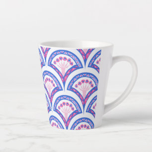 Tasse Latte motif damassé floral bleu